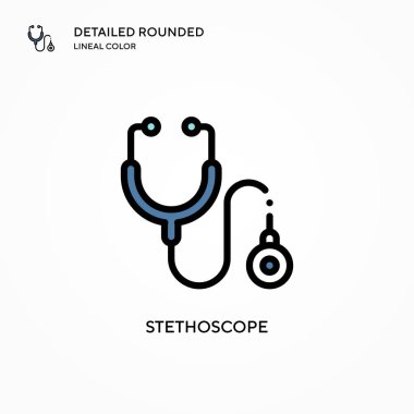 Stetoskop vektör ikonu. Modern vektör illüstrasyon kavramları. Düzenlemesi ve kişiselleştirmesi kolay.