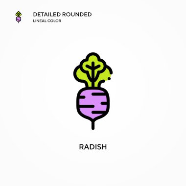 Turp vektör simgesi. Modern vektör illüstrasyon kavramları. Düzenlemesi ve kişiselleştirmesi kolay.