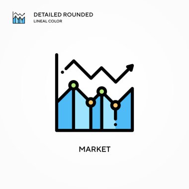 Pazar vektör simgesi. Modern vektör illüstrasyon kavramları. Düzenlemesi ve kişiselleştirmesi kolay.