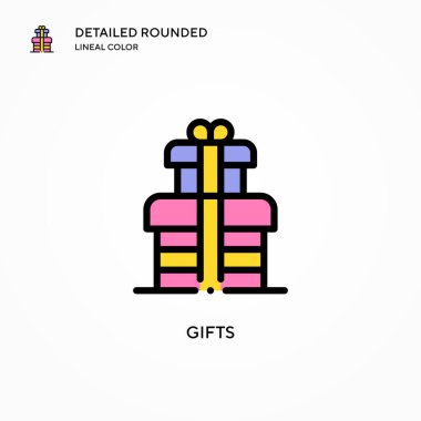 Hediye vektör simgesi. Modern vektör illüstrasyon kavramları. Düzenlemesi ve kişiselleştirmesi kolay.