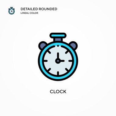 Saat vektör simgesi. Modern vektör illüstrasyon kavramları. Düzenlemesi ve kişiselleştirmesi kolay.