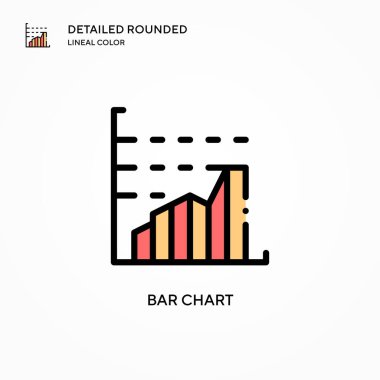 Bar çizelgesi vektör simgesi. Modern vektör illüstrasyon kavramları. Düzenlemesi ve kişiselleştirmesi kolay.