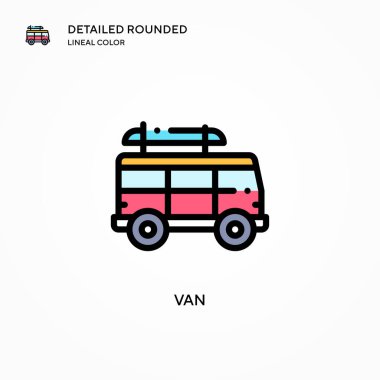 Van vektör simgesi. Modern vektör illüstrasyon kavramları. Düzenlemesi ve kişiselleştirmesi kolay.