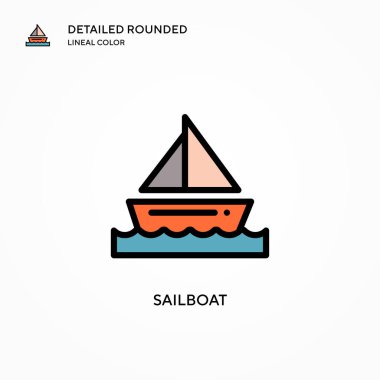 Yelkenli vektör simgesi. Modern vektör illüstrasyon kavramları. Düzenlemesi ve kişiselleştirmesi kolay.