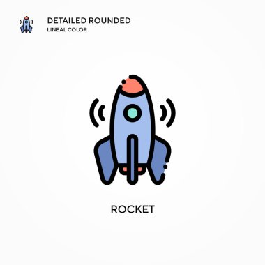 Roket vektör simgesi. Modern vektör illüstrasyon kavramları. Düzenlemesi ve kişiselleştirmesi kolay.