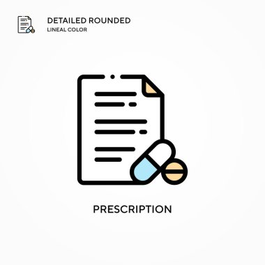 Reçete vektör simgesi. Modern vektör illüstrasyon kavramları. Düzenlemesi ve kişiselleştirmesi kolay.