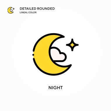 Gece vektör simgesi. Modern vektör illüstrasyon kavramları. Düzenlemesi ve kişiselleştirmesi kolay.