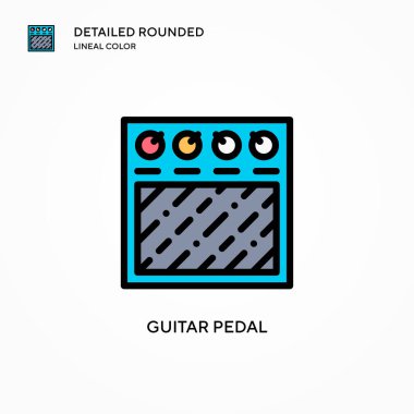 Gitar pedalı vektör simgesi. Modern vektör illüstrasyon kavramları. Düzenlemesi ve kişiselleştirmesi kolay.