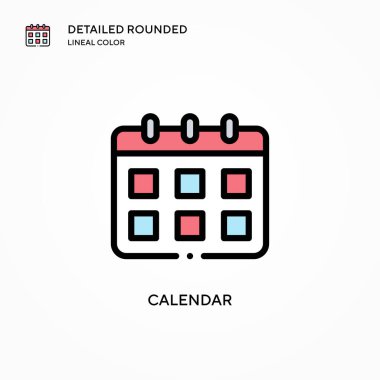 Takvim vektör simgesi. Modern vektör illüstrasyon kavramları. Düzenlemesi ve kişiselleştirmesi kolay.