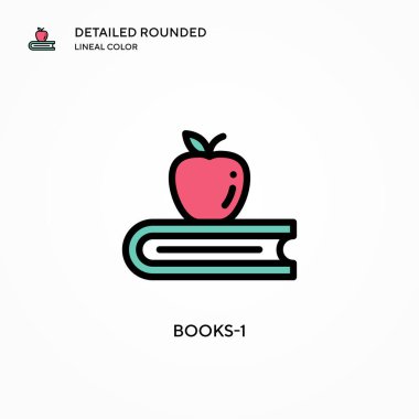 Kitap-1 vektör simgesi. Modern vektör illüstrasyon kavramları. Düzenlemesi ve kişiselleştirmesi kolay.