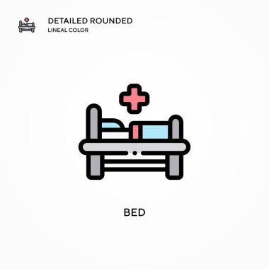 Yatak vektör simgesi. Modern vektör illüstrasyon kavramları. Düzenlemesi ve kişiselleştirmesi kolay.