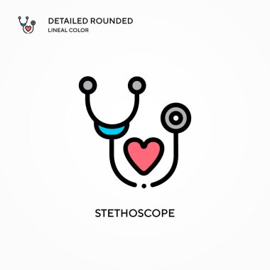Stetoskop vektör ikonu. Modern vektör illüstrasyon kavramları. Düzenlemesi ve kişiselleştirmesi kolay.