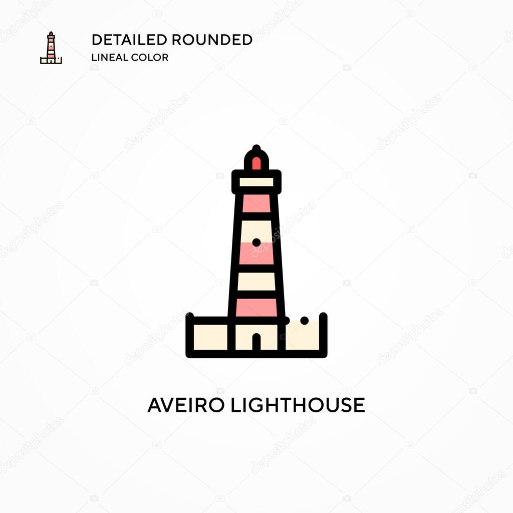 Aveiro Lighthouse vector icon. Modern vector illustration concepts. Easy to edit and customize.