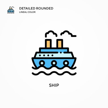 Gemi vektör simgesi. Modern vektör illüstrasyon kavramları. Düzenlemesi ve kişiselleştirmesi kolay.