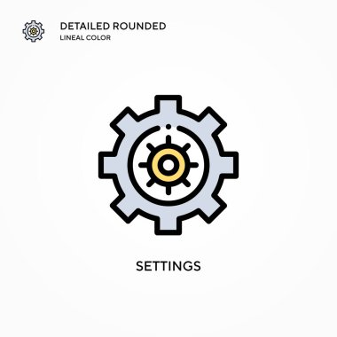 Ayarlar vektör simgesi. Modern vektör illüstrasyon kavramları. Düzenlemesi ve kişiselleştirmesi kolay.
