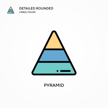Piramit vektör simgesi. Modern vektör illüstrasyon kavramları. Düzenlemesi ve kişiselleştirmesi kolay.
