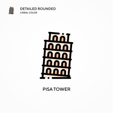 Pisa kule vektör simgesi. Modern vektör illüstrasyon kavramları. Düzenlemesi ve kişiselleştirmesi kolay.