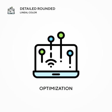 Optimizasyon vektör simgesi. Modern vektör illüstrasyon kavramları. Düzenlemesi ve kişiselleştirmesi kolay.