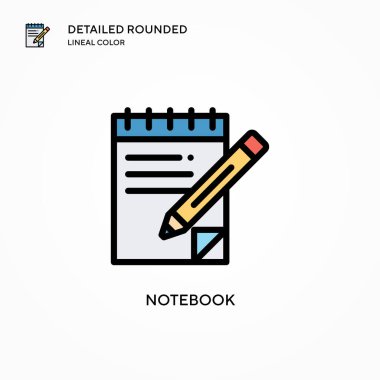 Not defteri vektör simgesi. Modern vektör illüstrasyon kavramları. Düzenlemesi ve kişiselleştirmesi kolay.