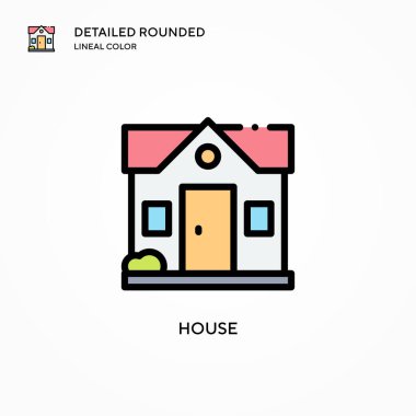 Ev vektör simgesi. Modern vektör illüstrasyon kavramları. Düzenlemesi ve kişiselleştirmesi kolay.