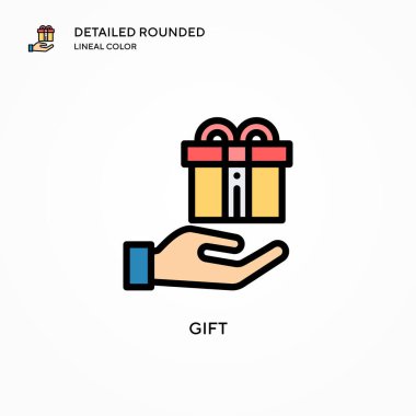 Hediye vektör simgesi. Modern vektör illüstrasyon kavramları. Düzenlemesi ve kişiselleştirmesi kolay.