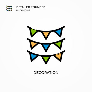 Dekorasyon vektör simgesi. Modern vektör illüstrasyon kavramları. Düzenlemesi ve kişiselleştirmesi kolay.