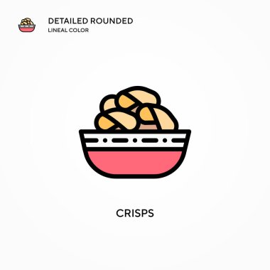 Cipsler vektör simgesi. Modern vektör illüstrasyon kavramları. Düzenlemesi ve kişiselleştirmesi kolay.