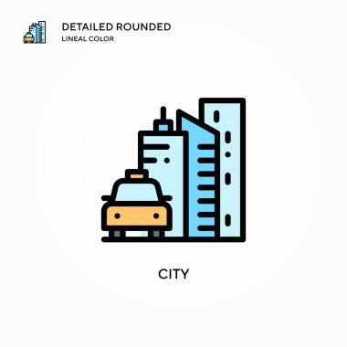 Şehir vektör simgesi. Modern vektör illüstrasyon kavramları. Düzenlemesi ve kişiselleştirmesi kolay.