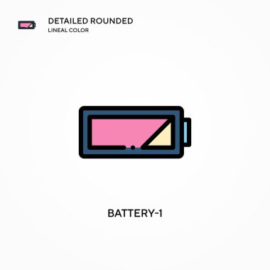 Batarya-1 vektör simgesi. Modern vektör illüstrasyon kavramları. Düzenlemesi ve kişiselleştirmesi kolay.