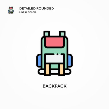Sırt çantası vektör simgesi. Modern vektör illüstrasyon kavramları. Düzenlemesi ve kişiselleştirmesi kolay.