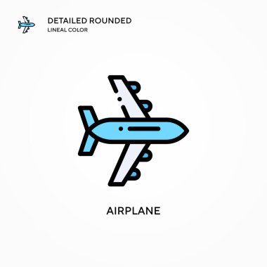 Uçak vektör simgesi. Modern vektör illüstrasyon kavramları. Düzenlemesi ve kişiselleştirmesi kolay.