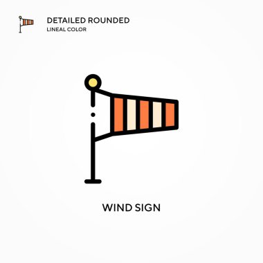 Rüzgar işareti vektör simgesi. Modern vektör illüstrasyon kavramları. Düzenlemesi ve kişiselleştirmesi kolay.