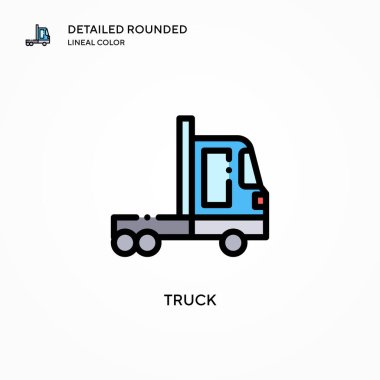 Kamyon vektör simgesi. Modern vektör illüstrasyon kavramları. Düzenlemesi ve kişiselleştirmesi kolay.