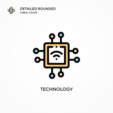 Teknoloji vektör simgesi. Modern vektör illüstrasyon kavramları. Düzenlemesi ve kişiselleştirmesi kolay.