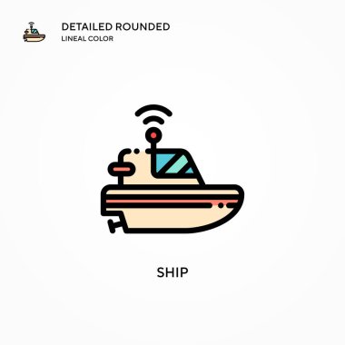 Gemi vektör simgesi. Modern vektör illüstrasyon kavramları. Düzenlemesi ve kişiselleştirmesi kolay.