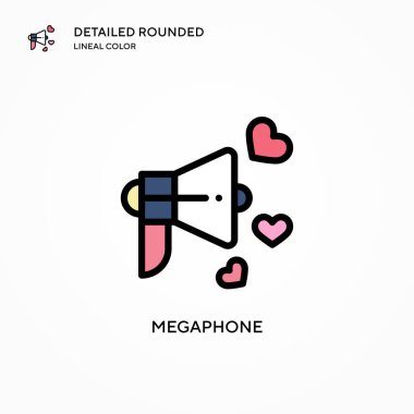 Megafon vektör simgesi. Modern vektör illüstrasyon kavramları. Düzenlemesi ve kişiselleştirmesi kolay.