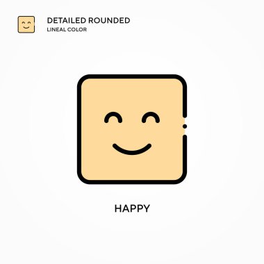 Mutlu vektör simgesi. Modern vektör illüstrasyon kavramları. Düzenlemesi ve kişiselleştirmesi kolay.