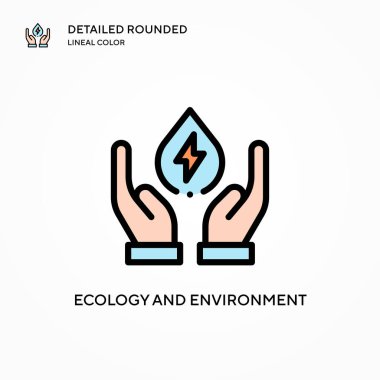 Ekoloji ve çevre vektör simgesi. Modern vektör illüstrasyon kavramları. Düzenlemesi ve kişiselleştirmesi kolay.