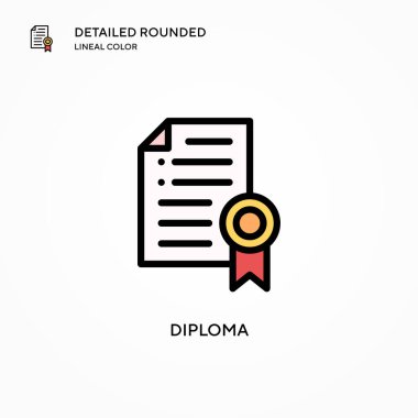 Diploma vektör simgesi. Modern vektör illüstrasyon kavramları. Düzenlemesi ve kişiselleştirmesi kolay.