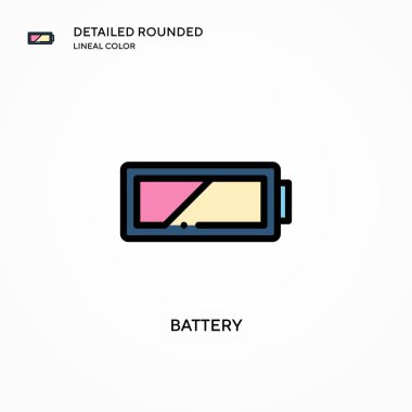 Batarya vektör simgesi. Modern vektör illüstrasyon kavramları. Düzenlemesi ve kişiselleştirmesi kolay.