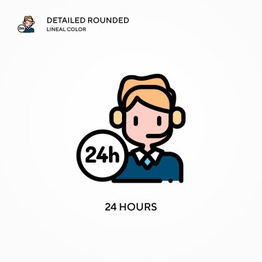 24 saat vektör simgesi. Modern vektör illüstrasyon kavramları. Düzenlemesi ve kişiselleştirmesi kolay.