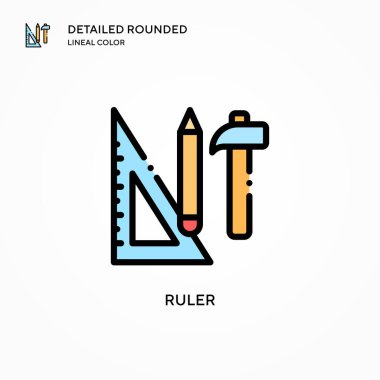 Cetvel vektör simgesi. Modern vektör illüstrasyon kavramları. Düzenlemesi ve kişiselleştirmesi kolay.