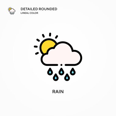 Yağmur vektör simgesi. Modern vektör illüstrasyon kavramları. Düzenlemesi ve kişiselleştirmesi kolay.
