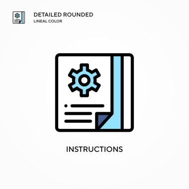Yönergeler vektör simgesi. Modern vektör illüstrasyon kavramları. Düzenlemesi ve kişiselleştirmesi kolay.