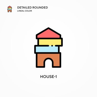 Ev-1 vektör simgesi. Modern vektör illüstrasyon kavramları. Düzenlemesi ve kişiselleştirmesi kolay.