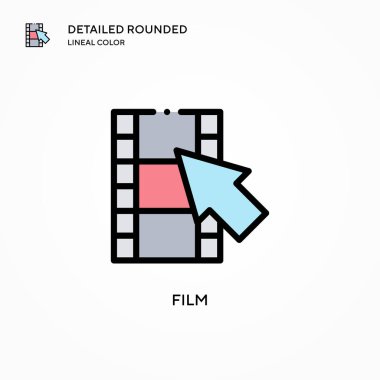 Film vektör simgesi. Modern vektör illüstrasyon kavramları. Düzenlemesi ve kişiselleştirmesi kolay.
