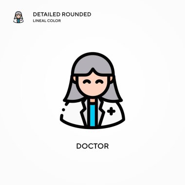Doktor vektör simgesi. Modern vektör illüstrasyon kavramları. Düzenlemesi ve kişiselleştirmesi kolay.