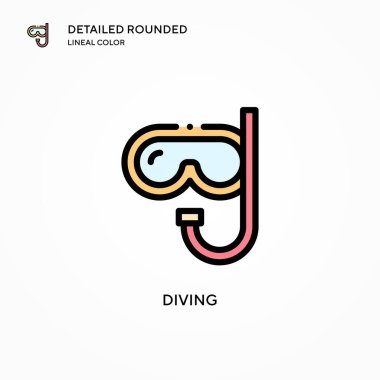 Dalış vektör simgesi. Modern vektör illüstrasyon kavramları. Düzenlemesi ve kişiselleştirmesi kolay.