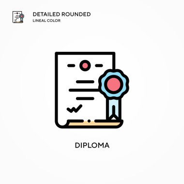 Diploma vektör simgesi. Modern vektör illüstrasyon kavramları. Düzenlemesi ve kişiselleştirmesi kolay.