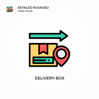 Teslimat kutusu vektör simgesi. Modern vektör illüstrasyon kavramları. Düzenlemesi ve kişiselleştirmesi kolay.
